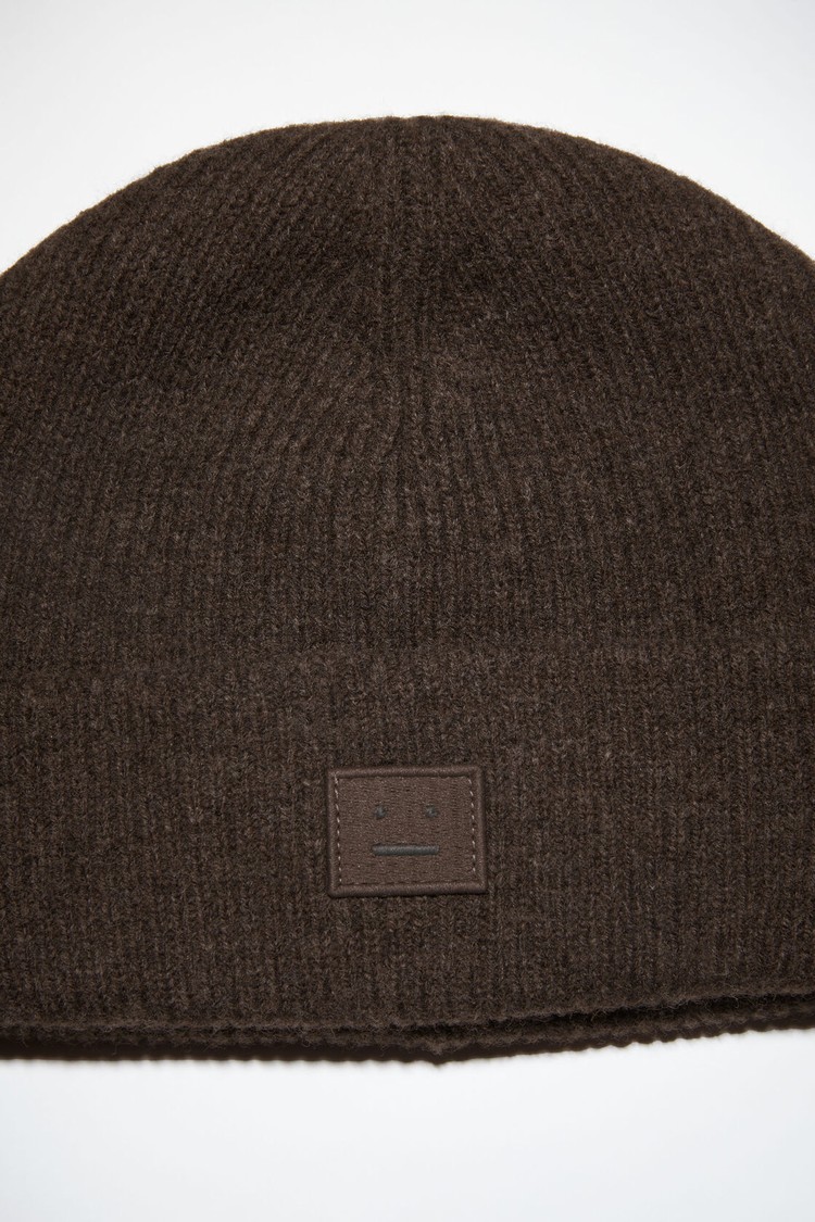 Grey / Brown Acne Studios Small Face Logo Beanie | MDRG-61902