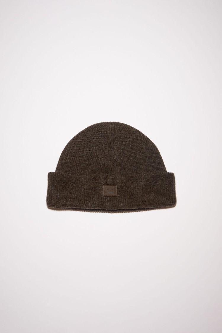 Grey / Brown Acne Studios Small Face Logo Beanie | MDRG-61902