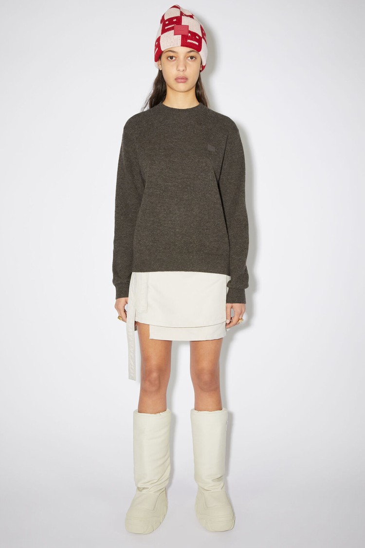 Grey / Brown Acne Studios Wool Crew Neck Women\'s Knitwear | WUAJ-41598