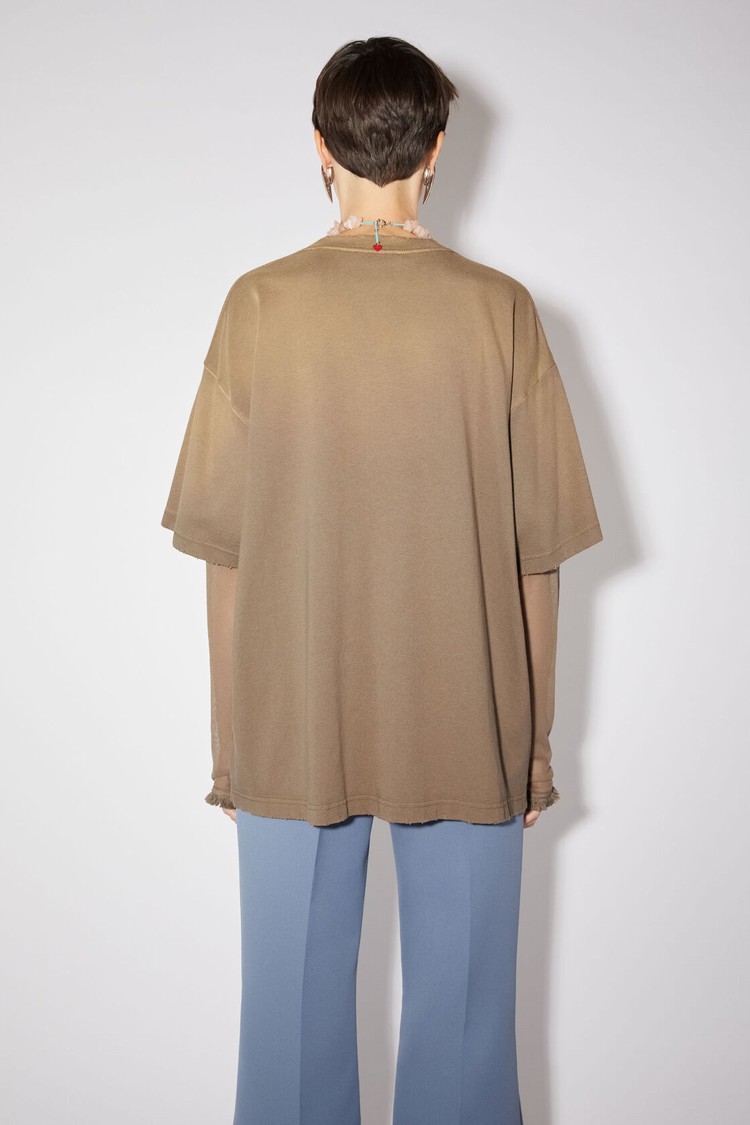 Grey / Brown / Grey Acne Studios Layered Printed Women's T Shirts | BAQW-12734