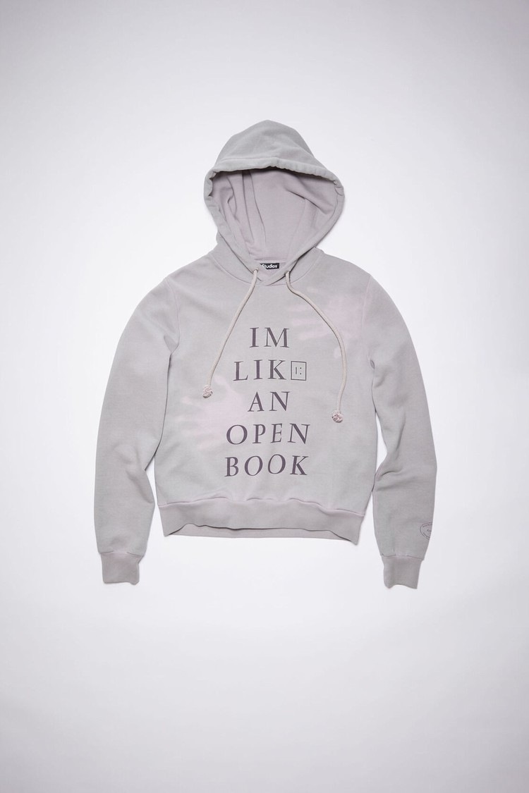 Grey / Purple Acne Studios Heat Reactive Hooded Men's Hoodie | ITLF-46973