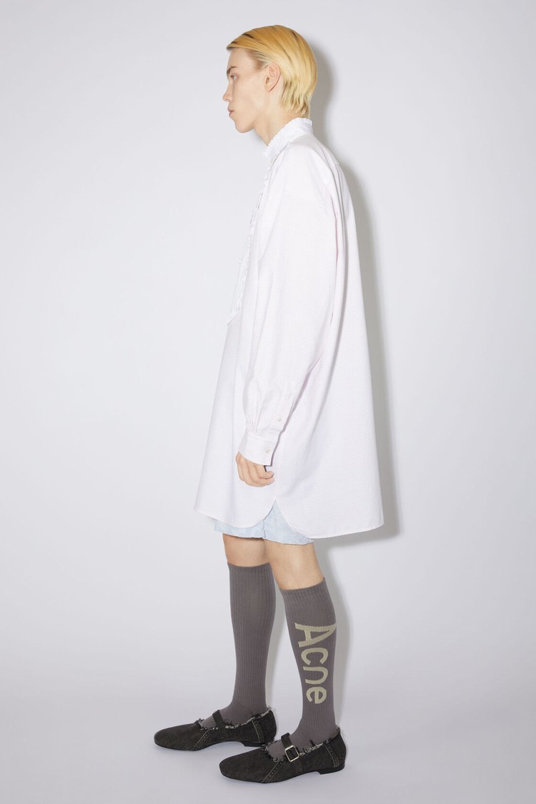 Grey / White Acne Studios Logo Knee Socks | HWLY-67350