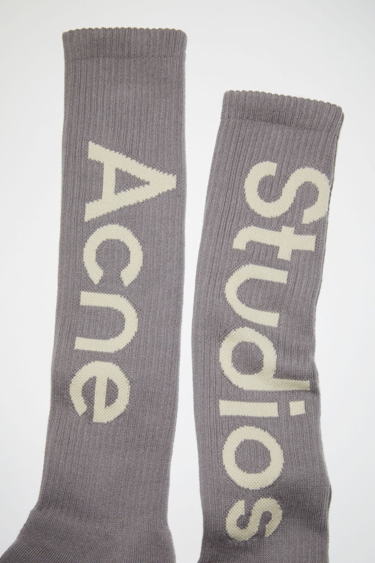 Grey / White Acne Studios Logo Knee Socks | HWLY-67350