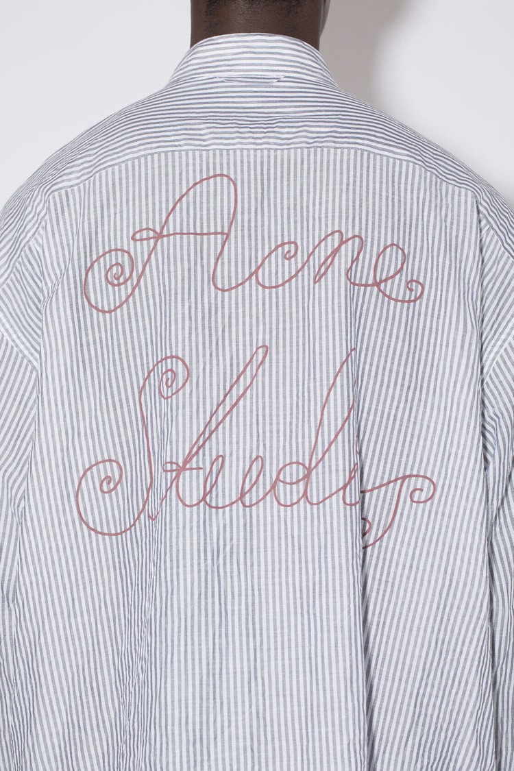 Grey / White Acne Studios Stripe Button-up Men's Shirts | NTBI-17263