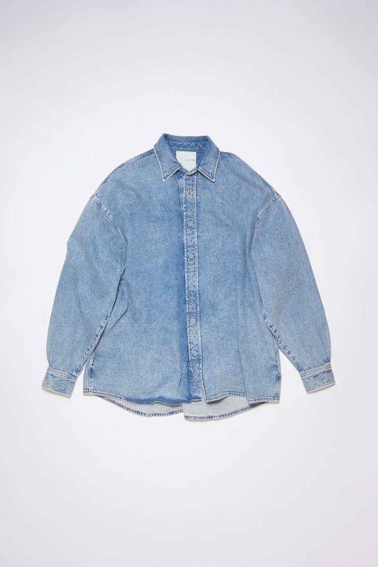 Indigo / Blue Acne Studios Denim Button-up Men's Shirts | BZTX-80169