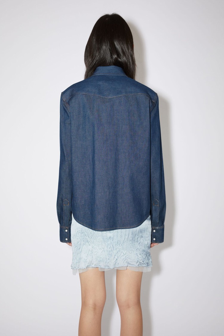 Indigo / Blue Acne Studios Denim Button-up Women's Shirts | GCOW-16027