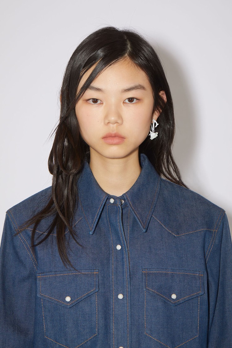 Indigo / Blue Acne Studios Denim Button-up Women's Shirts | GCOW-16027