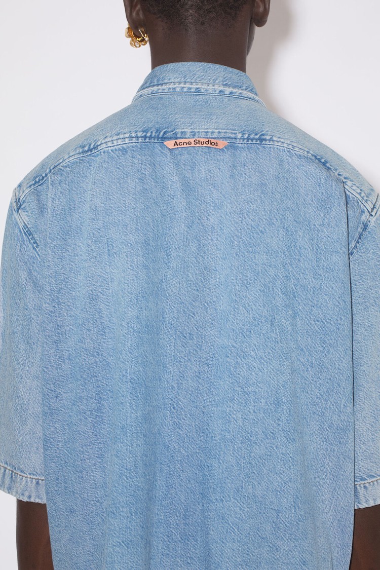 Indigo / Blue Acne Studios Denim Button-up Men's Shirts | UETM-52784