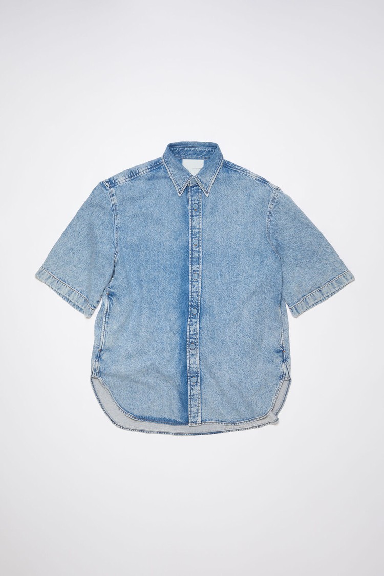 Indigo / Blue Acne Studios Denim Button-up Men's Shirts | UETM-52784