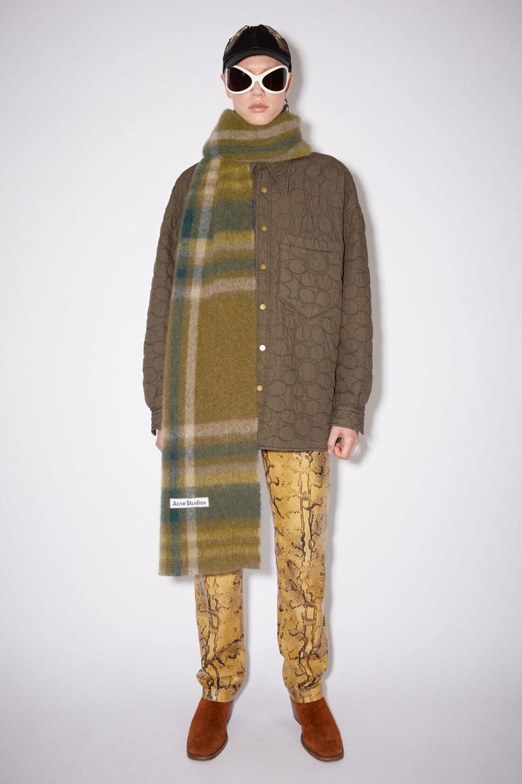 Khaki / Green / Green Acne Studios Checked Scarf | EDFJ-50196