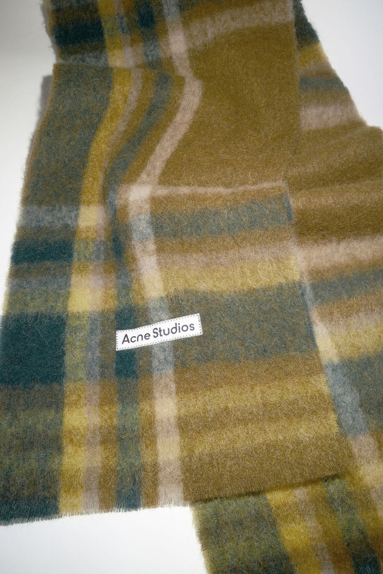 Khaki / Green / Green Acne Studios Checked Scarf | EDFJ-50196