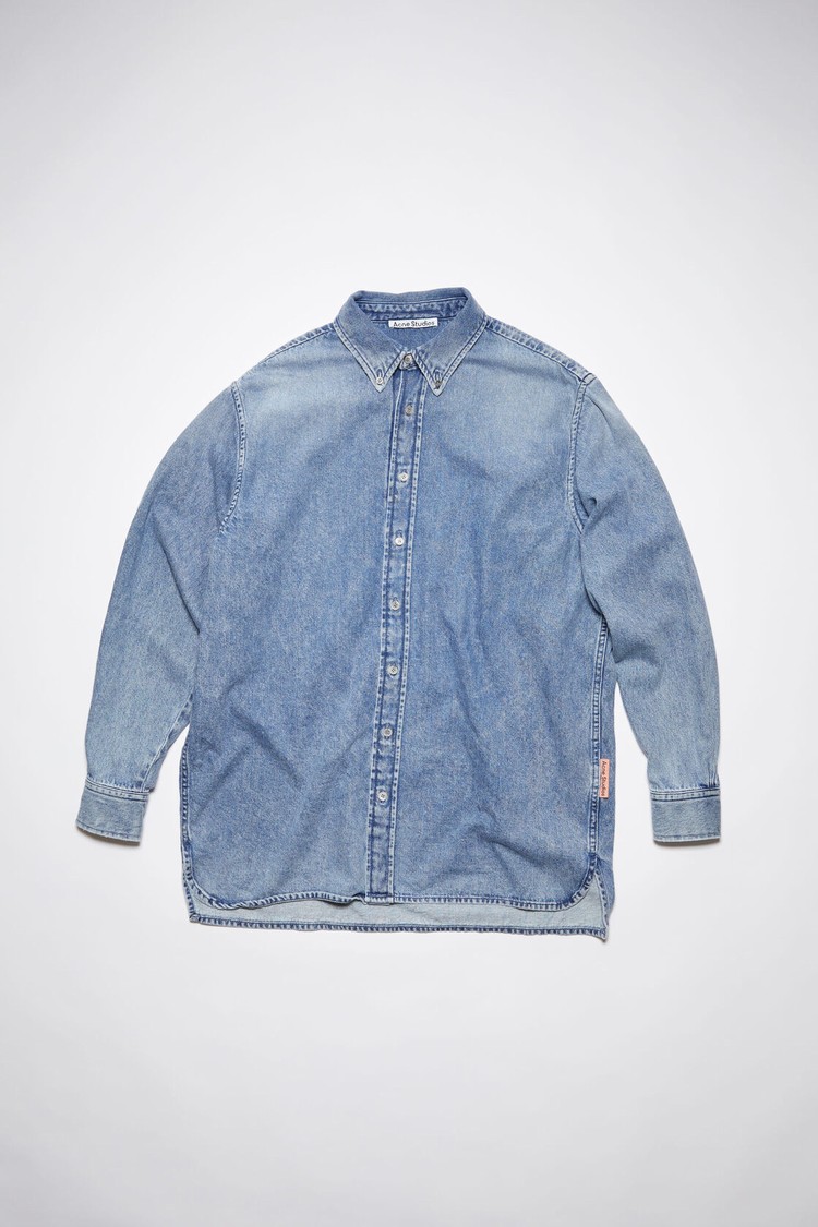 Light Blue Acne Studios Denim Button-up Men's Shirts | LXJW-48956