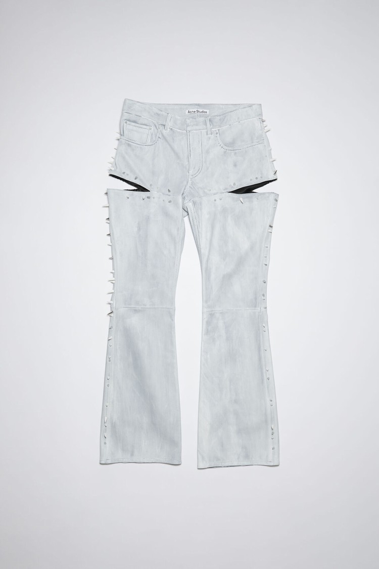 Light Blue Acne Studios Leather Spike Slit Women's Trousers | DBLS-35476