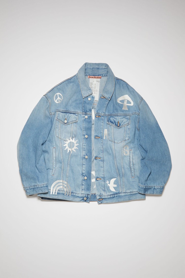 Light Blue Acne Studios Limited Edition Embroidered Loose Fit Denim Men's Jackets | IDPM-67350