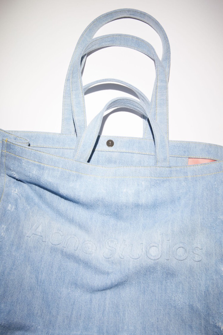 Light Blue Acne Studios Logo Shoulder Tote Bag | ICAK-98261