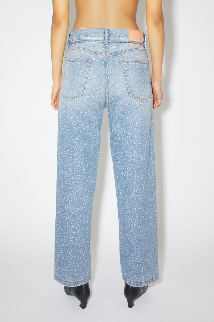 Light Blue Acne Studios Loose Fit - 1991 Toj Rhinestones Women's Jeans | MSGR-48357