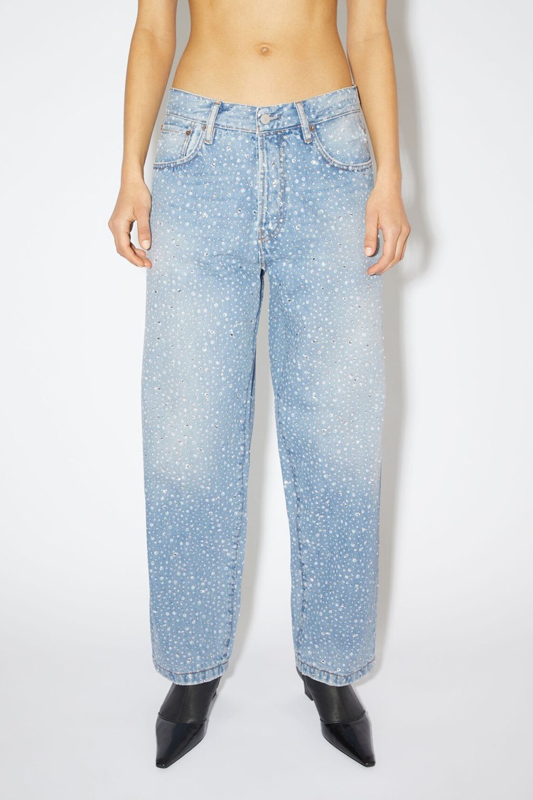 Light Blue Acne Studios Loose Fit - 1991 Toj Rhinestones Women's Jeans | MSGR-48357