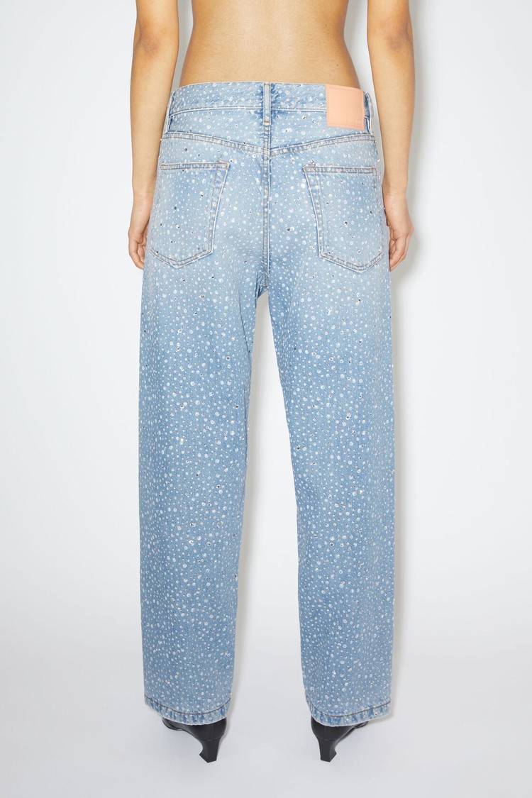 Light Blue Acne Studios Loose Fit - 1991 Toj Rhinestones Women's Jeans | MSGR-48357