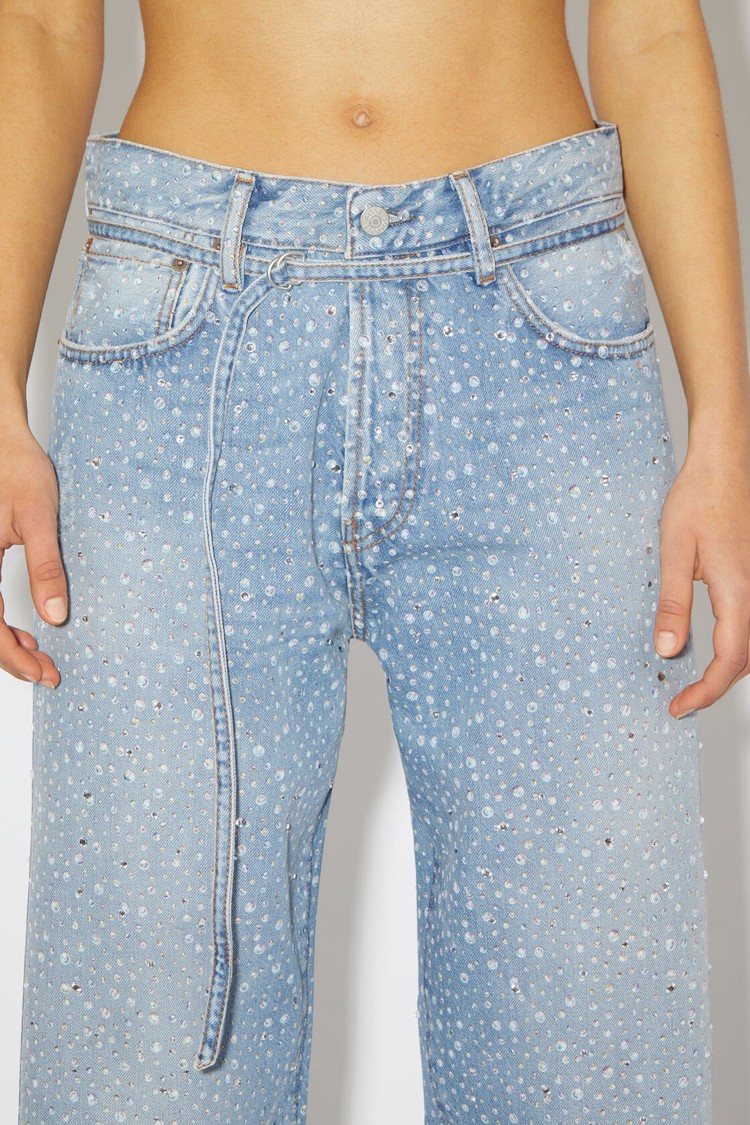 Light Blue Acne Studios Loose Fit - 1991 Toj Rhinestones Women's Jeans | MSGR-48357