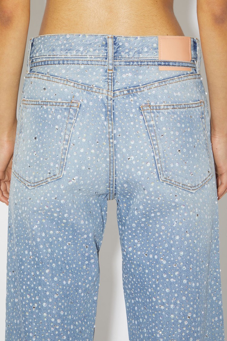 Light Blue Acne Studios Loose Fit - 1991 Toj Rhinestones Women's Jeans | MSGR-48357