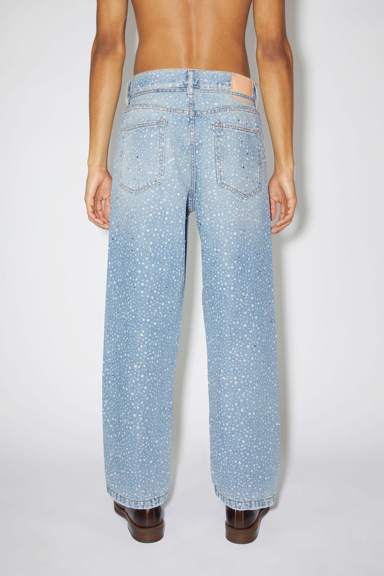 Light Blue Acne Studios Loose Fit - 1991 Toj Rhinestones Men's Jeans | WBYN-15836