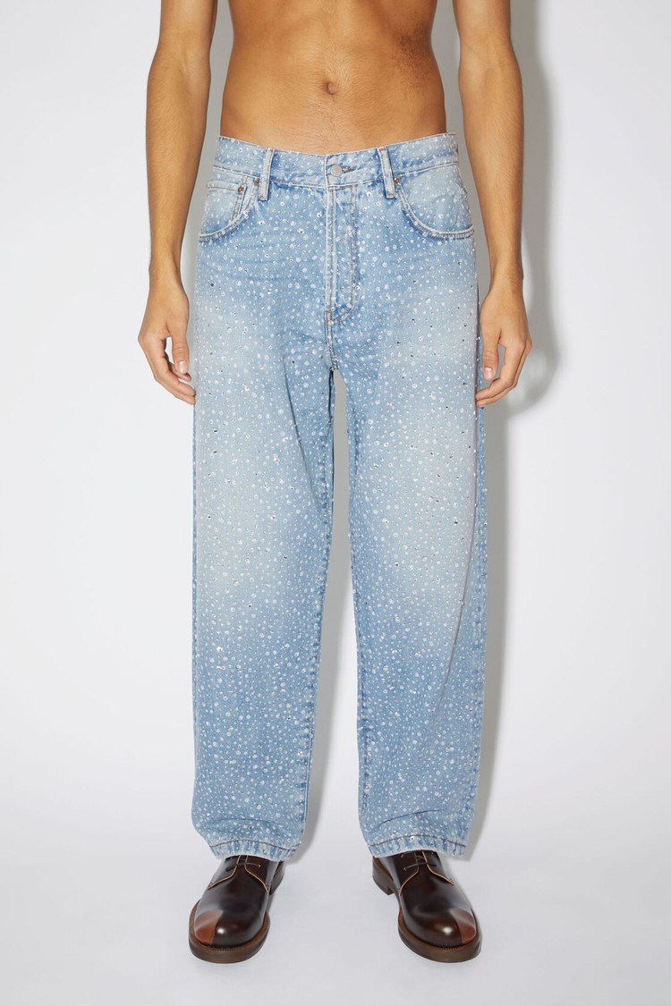 Light Blue Acne Studios Loose Fit - 1991 Toj Rhinestones Men's Jeans | WBYN-15836