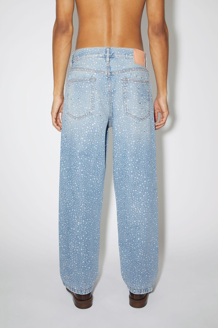 Light Blue Acne Studios Loose Fit - 1991 Toj Rhinestones Men's Jeans | WBYN-15836