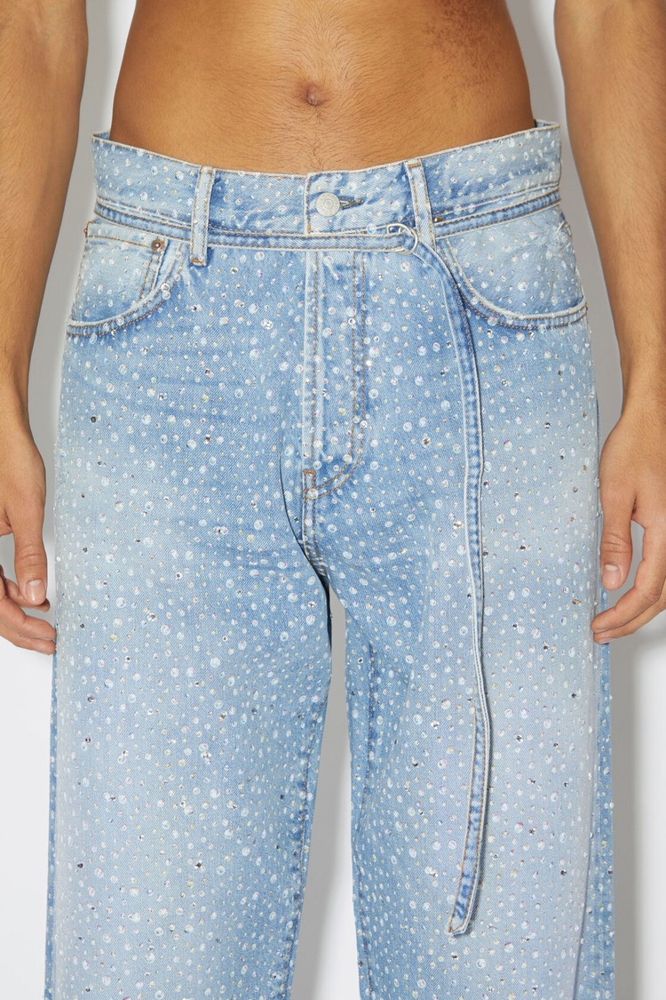 Light Blue Acne Studios Loose Fit - 1991 Toj Rhinestones Men's Jeans | WBYN-15836