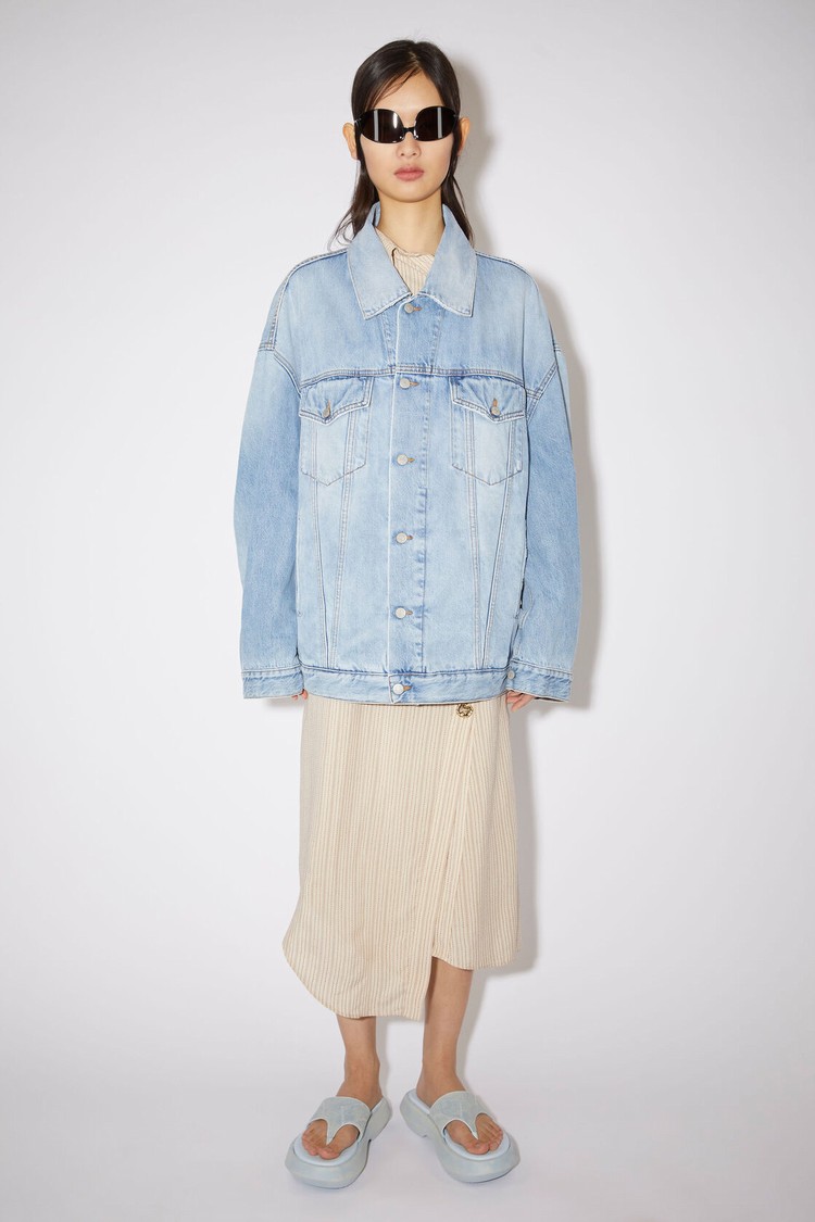 Light Blue Acne Studios Loose Fit Denim Women\'s Jackets | UOVA-32695