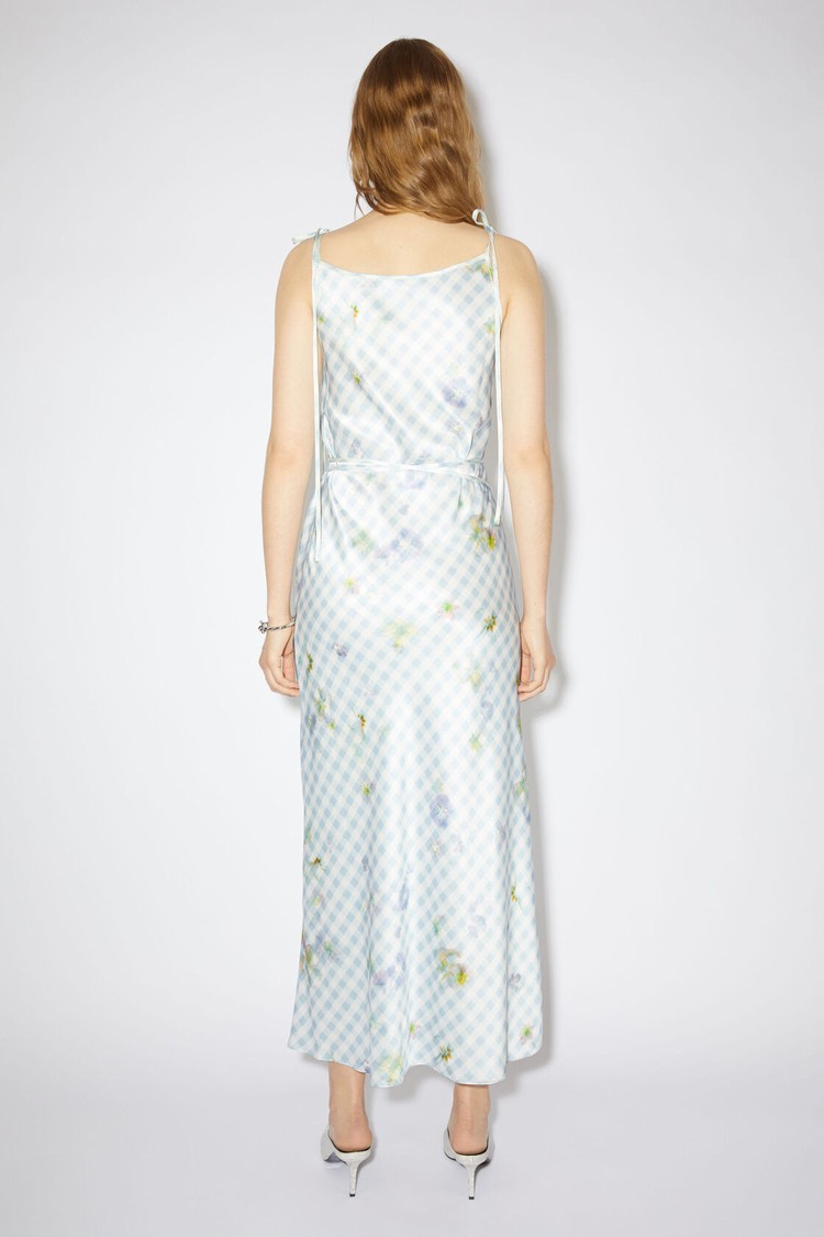 Light Blue Acne Studios Printed Satin Women's Dress | PFOH-10942