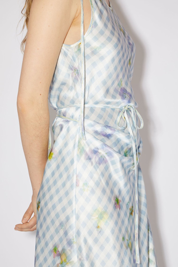 Light Blue Acne Studios Printed Satin Women's Dress | PFOH-10942