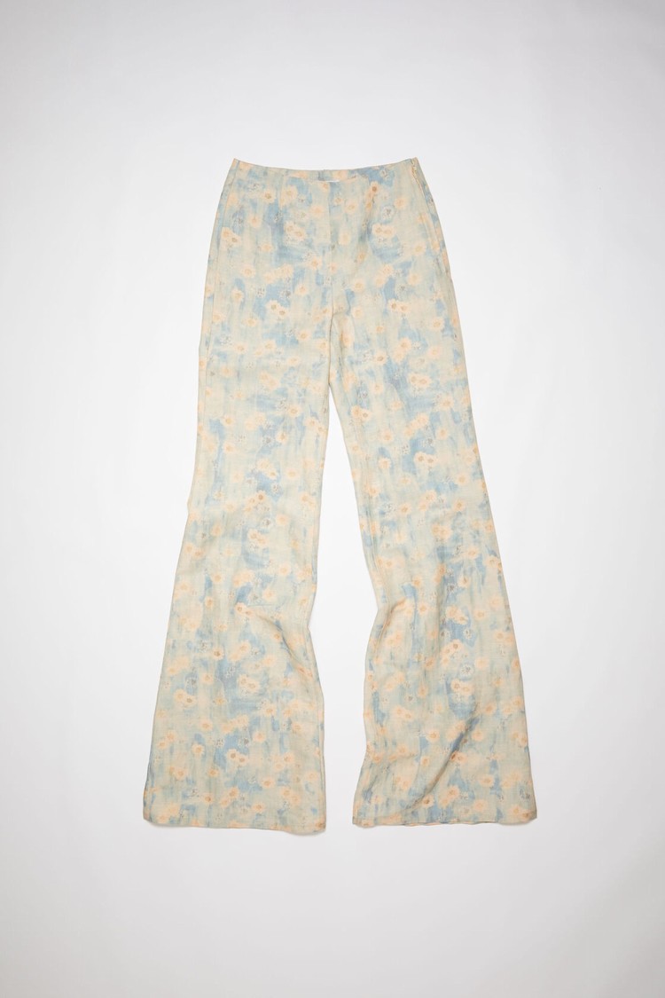 Light Blue Acne Studios Printed Women's Trousers | CRJY-92870