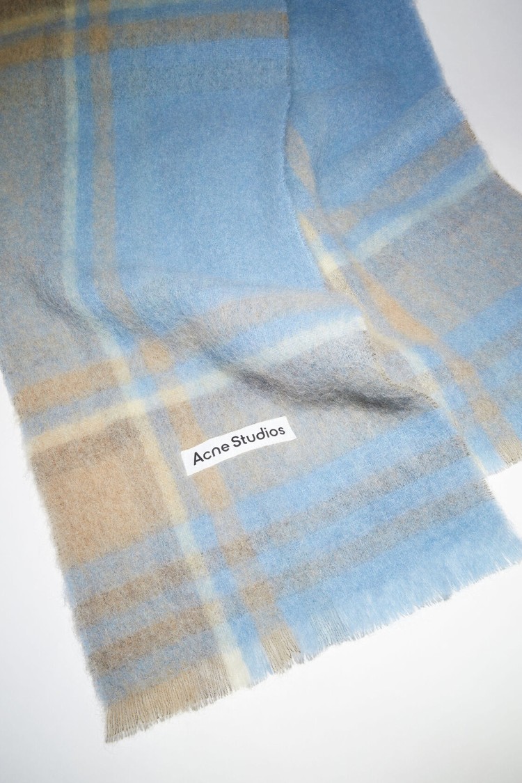 Light Blue / Beige Acne Studios Checked Scarf | HVIY-65301