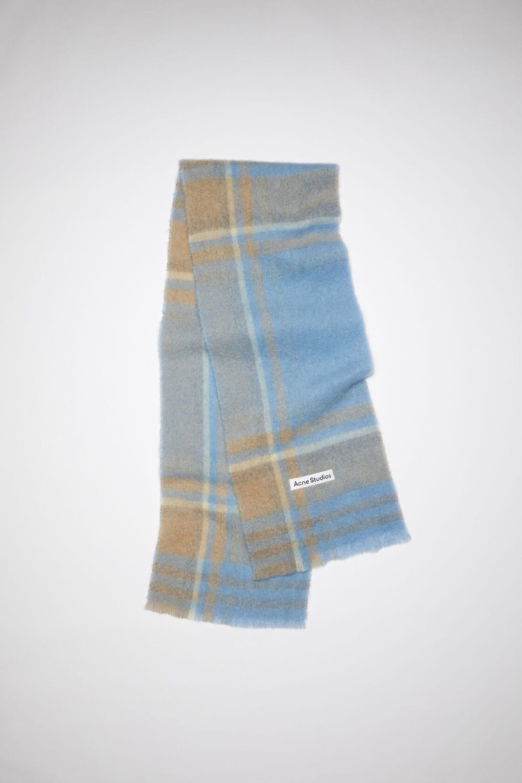 Light Blue / Beige Acne Studios Checked Scarf | HVIY-65301