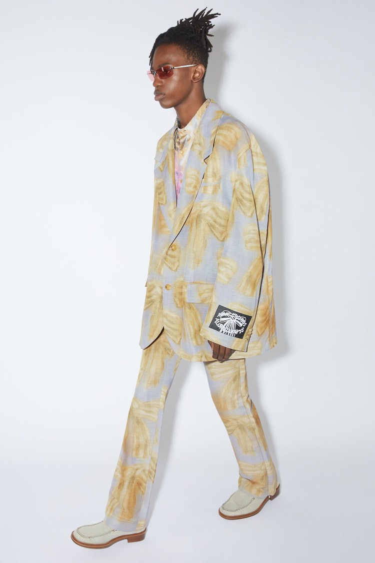 Light Blue / Beige Acne Studios Printed Men's Jackets | NVSF-52741