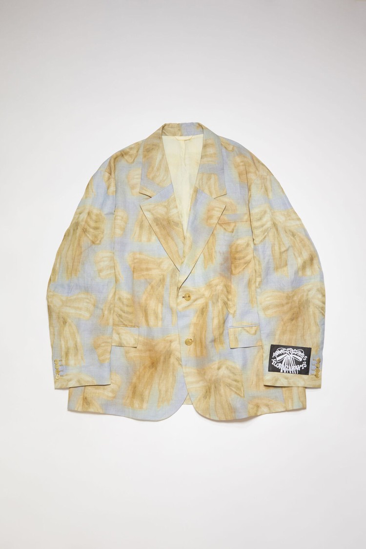 Light Blue / Beige Acne Studios Printed Men's Jackets | NVSF-52741