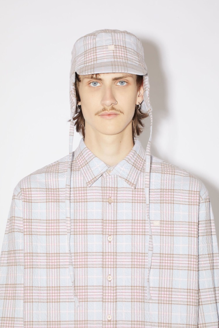 Light Blue / Pink Acne Studios Check Flannel Button-up Men's Shirts | GMWQ-43589