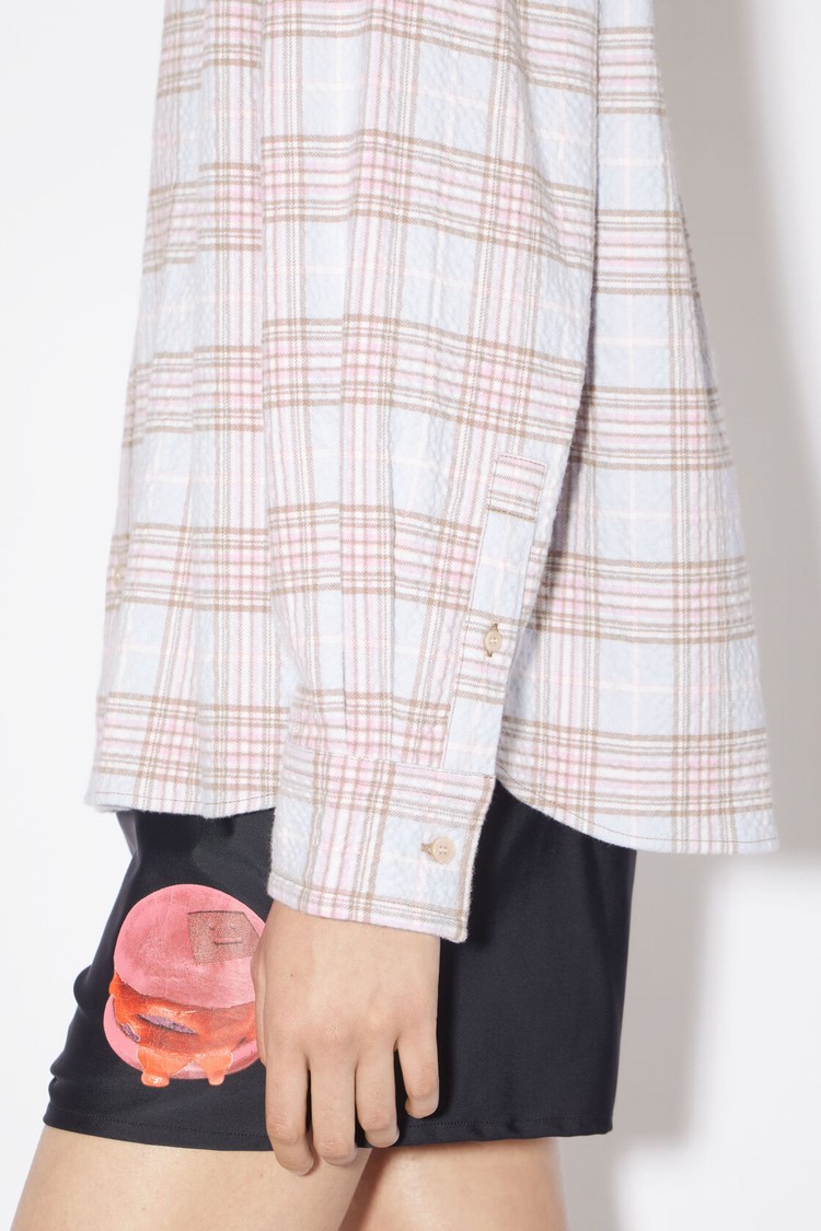 Light Blue / Pink Acne Studios Check Flannel Button-up Women's Shirts | PNIA-41295