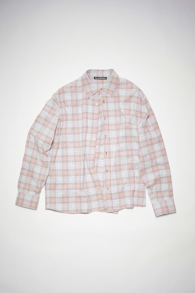 Light Blue / Pink Acne Studios Check Flannel Button-up Women's Shirts | PNIA-41295