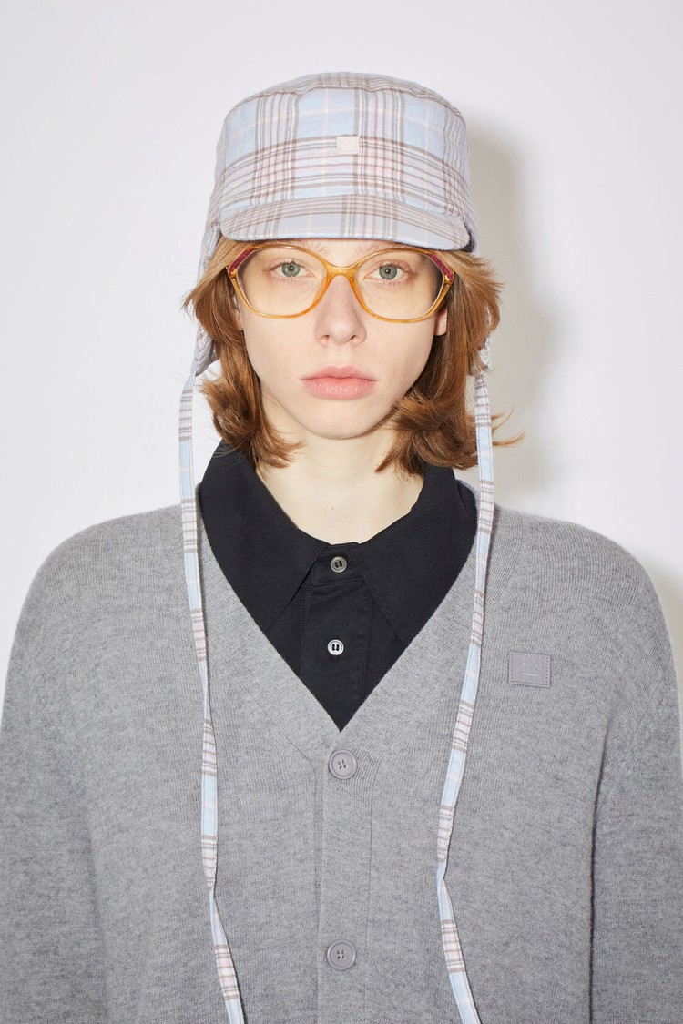 Light Blue / Pink Acne Studios Check Trapper Hats | JIYU-15679