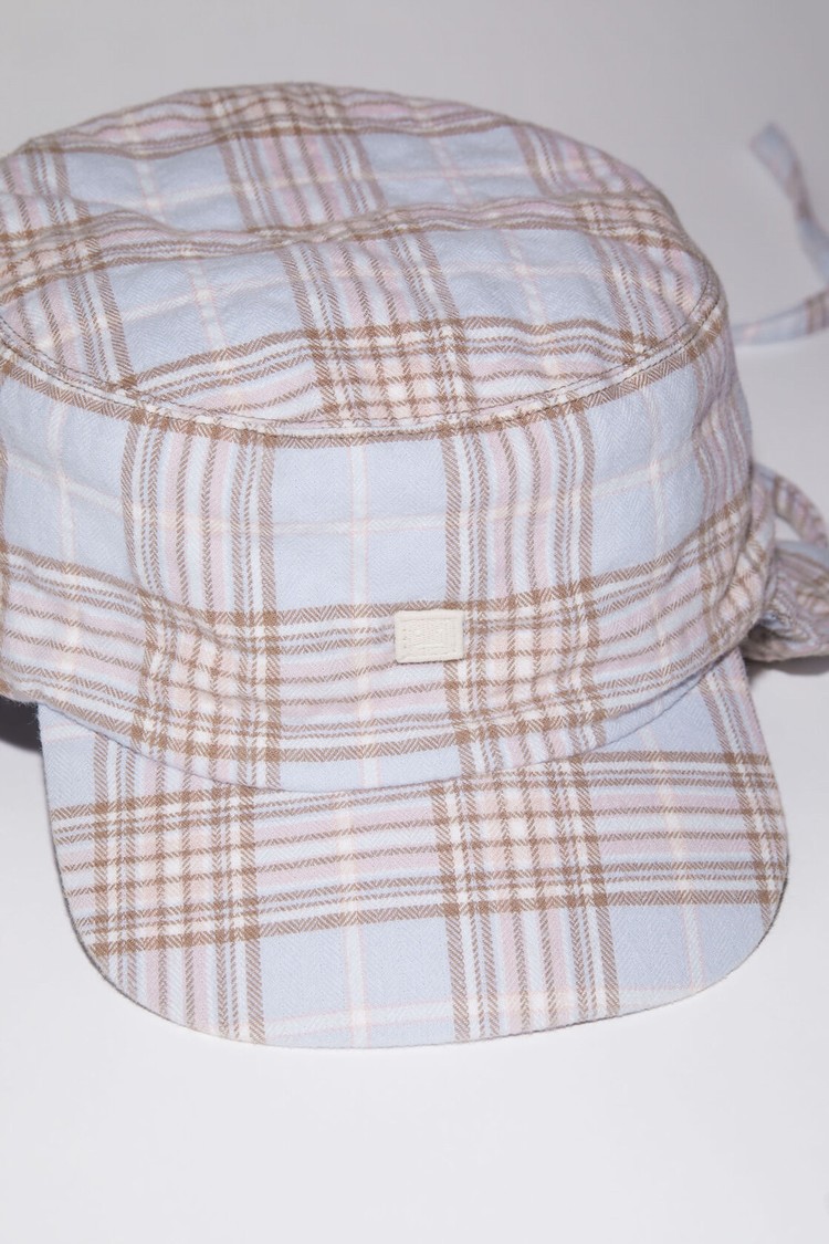 Light Blue / Pink Acne Studios Check Trapper Hats | JIYU-15679