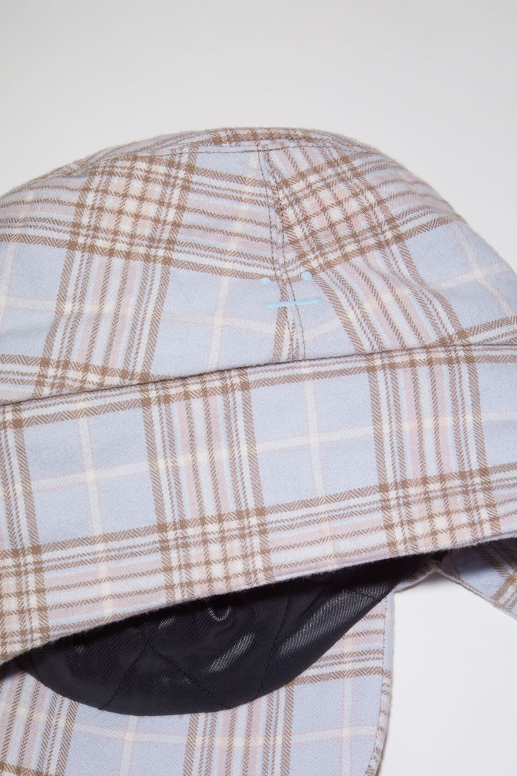 Light Blue / Pink Acne Studios Check Trapper Hats | JIYU-15679