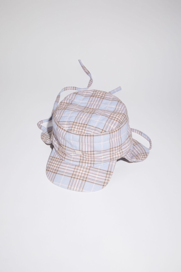 Light Blue / Pink Acne Studios Check Trapper Hats | JIYU-15679