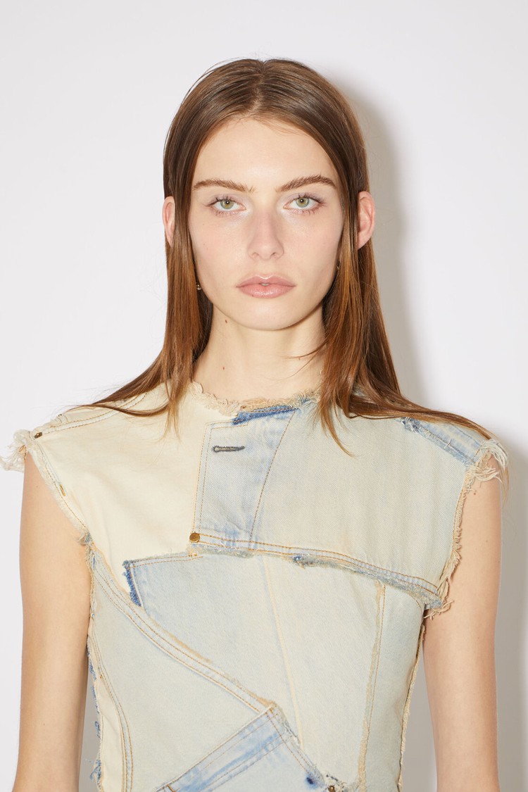 Light Brown Acne Studios Denim Patchwork Women's Dress | QPWI-74810