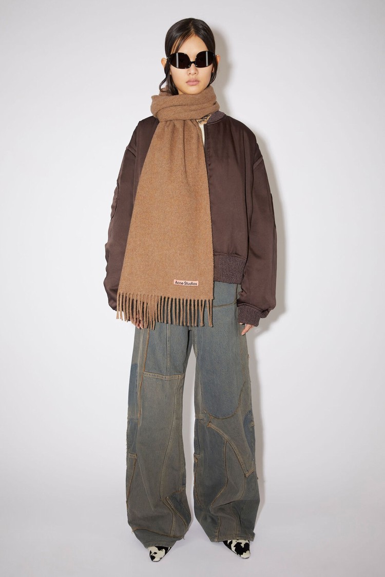 Light Brown Acne Studios Fringe Wool - Narrow Scarf | LOZX-50219