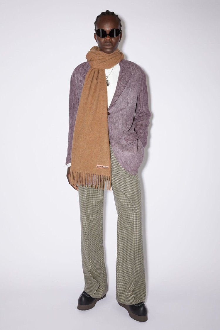 Light Brown Acne Studios Fringe Wool - Narrow Scarf | LOZX-50219