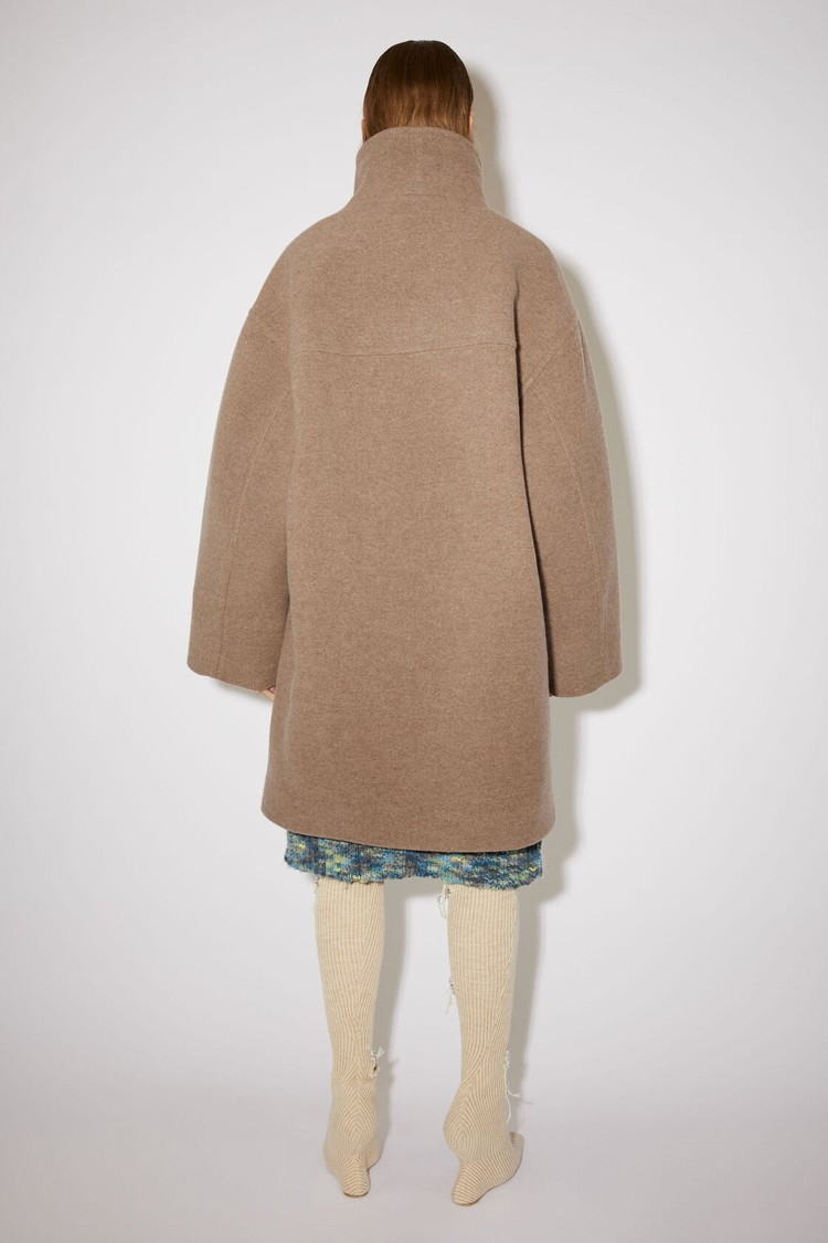 Light Brown Acne Studios Wool Funnel-neck Women's Coats | UWSL-01498