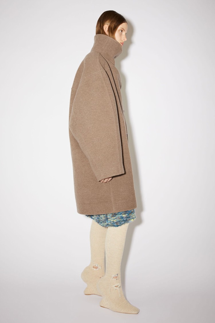 Light Brown Acne Studios Wool Funnel-neck Women's Coats | UWSL-01498