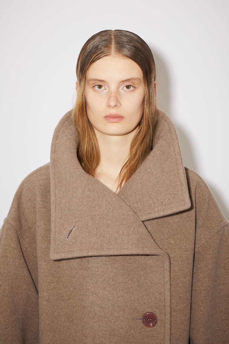 Light Brown Acne Studios Wool Funnel-neck Women's Coats | UWSL-01498