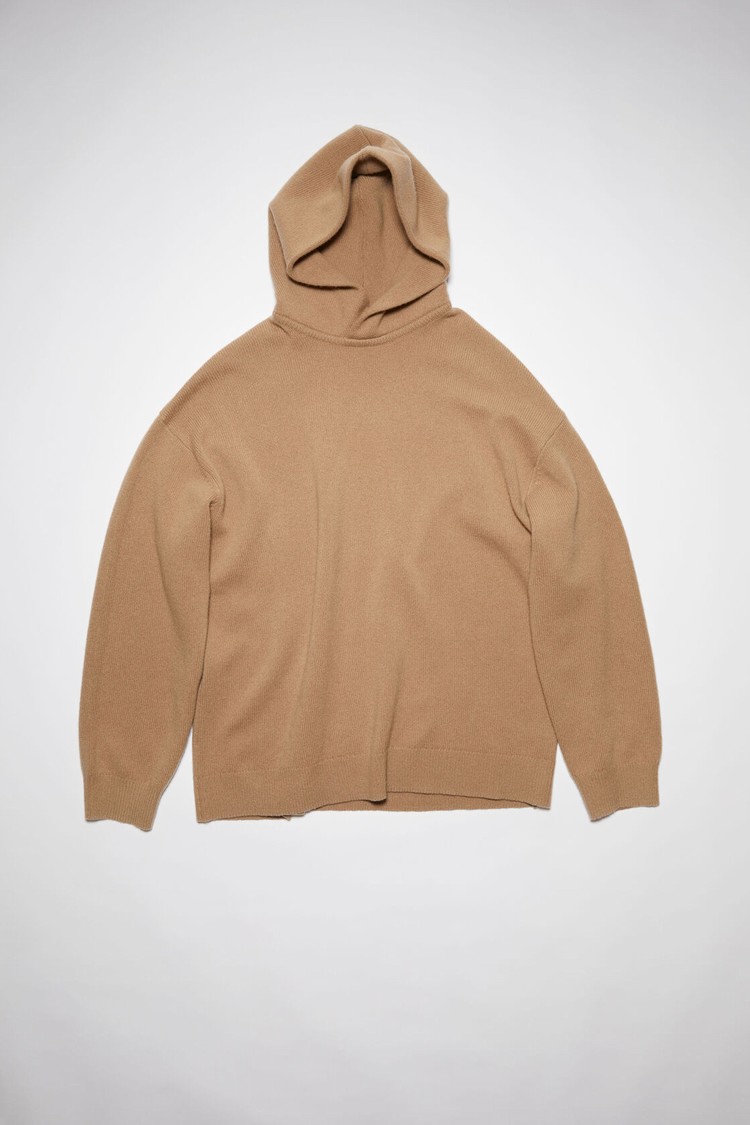 Light Brown Acne Studios Wool Hooded Jumper Men's Knitwear | KNHP-27163